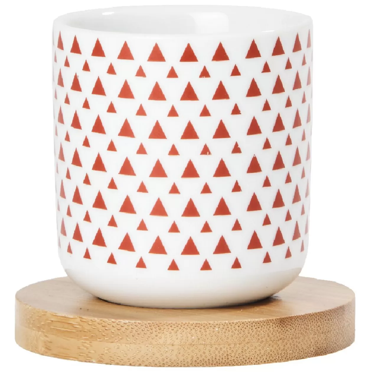 Gifi 4 gobelets avec sous tasses en bois rouge et blanc< Vaisselle Et Accessoires De Table