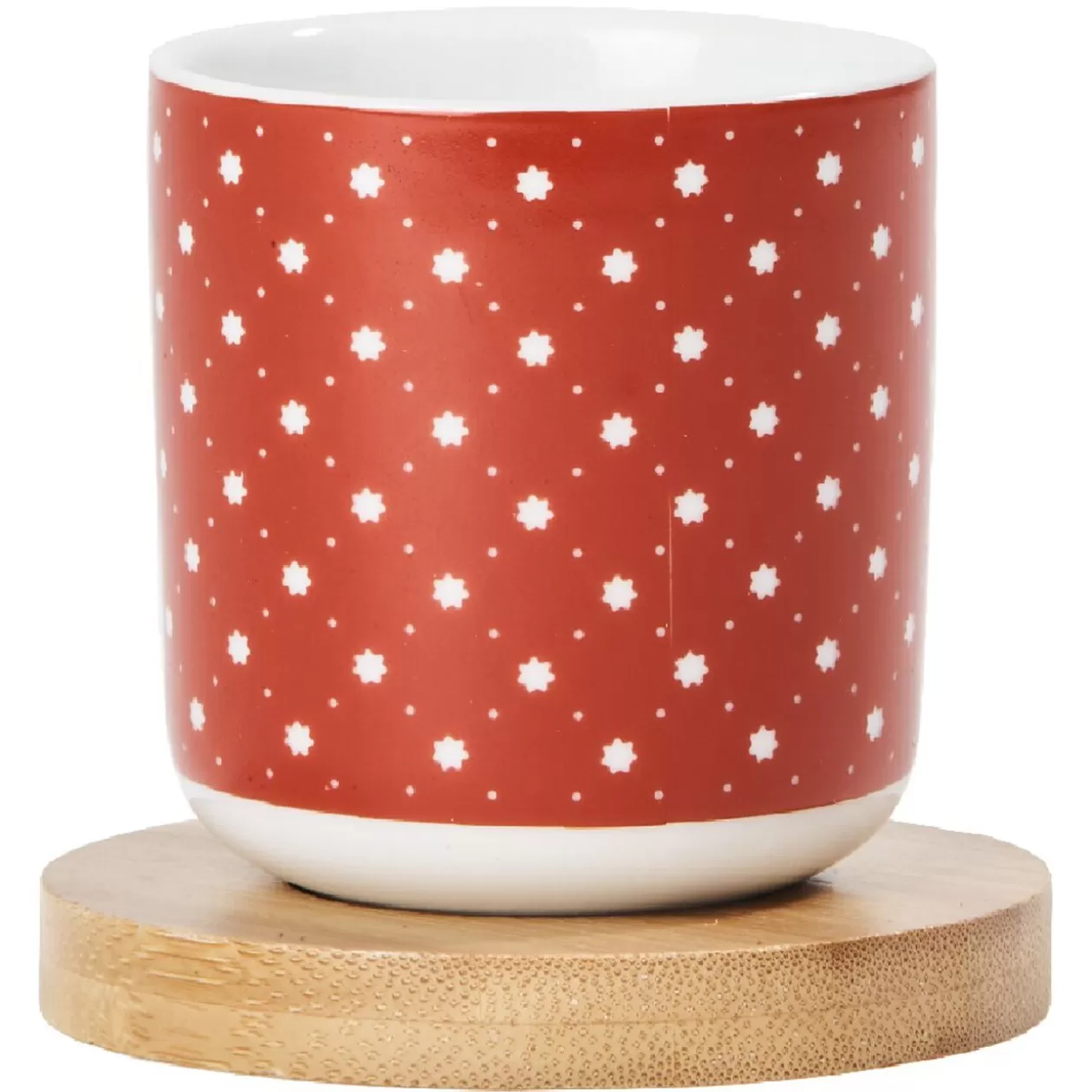 Gifi 4 gobelets avec sous tasses en bois rouge et blanc< Vaisselle Et Accessoires De Table