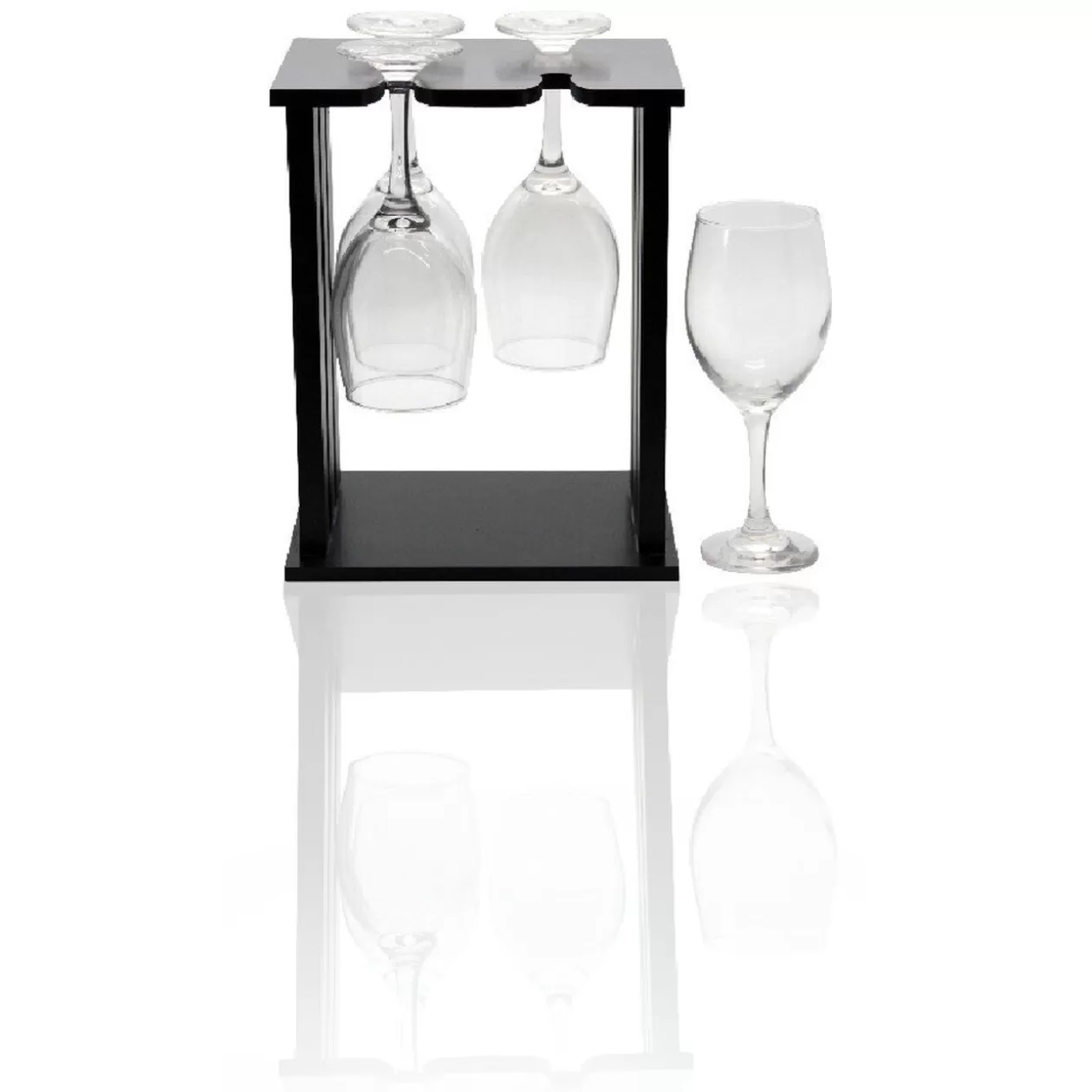 Gifi 4 verres à vin avec support en bois noir< Vaisselle Et Accessoires De Table