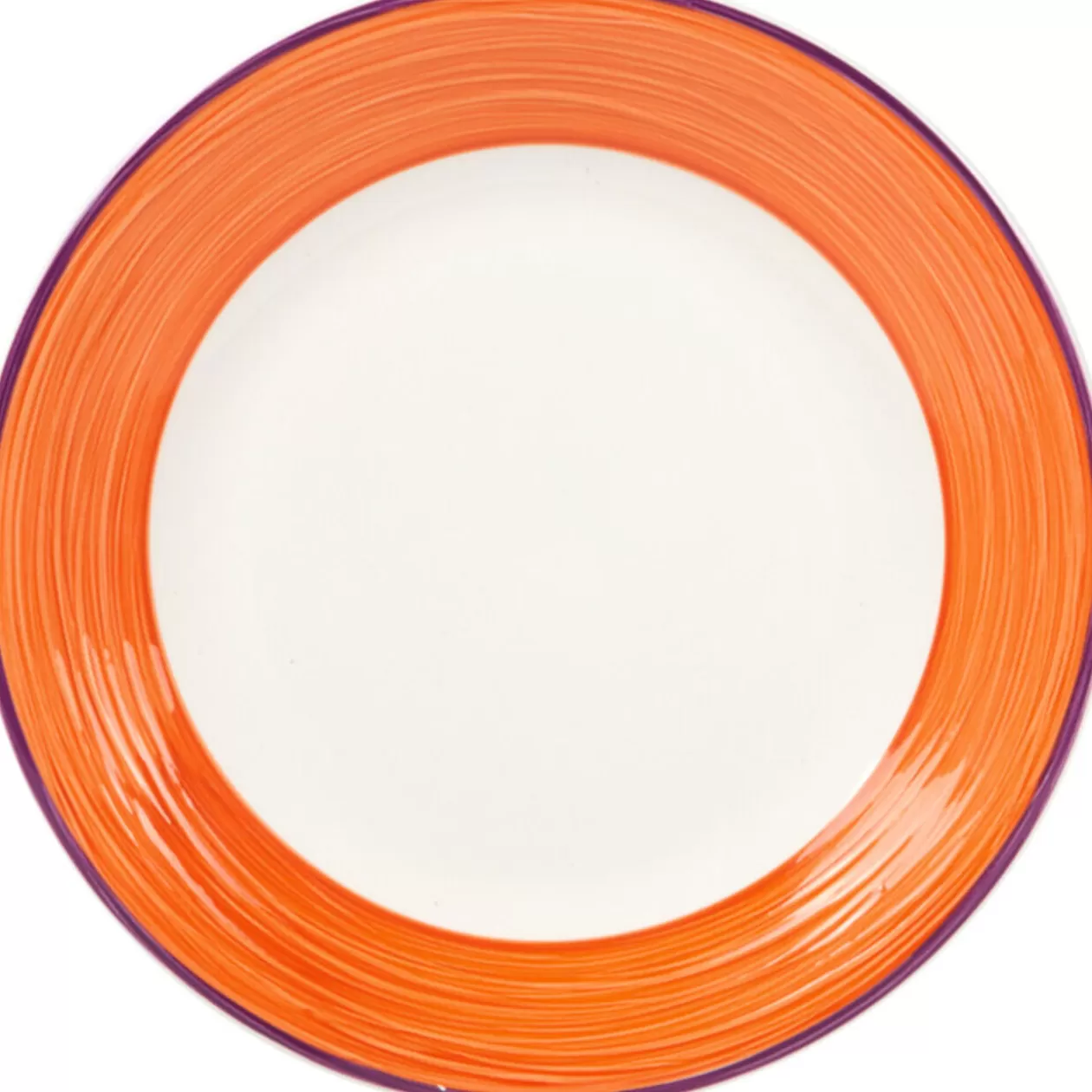 Gifi Assiette à dessert blanche à bord orange et violet< Vaisselle Et Accessoires De Table
