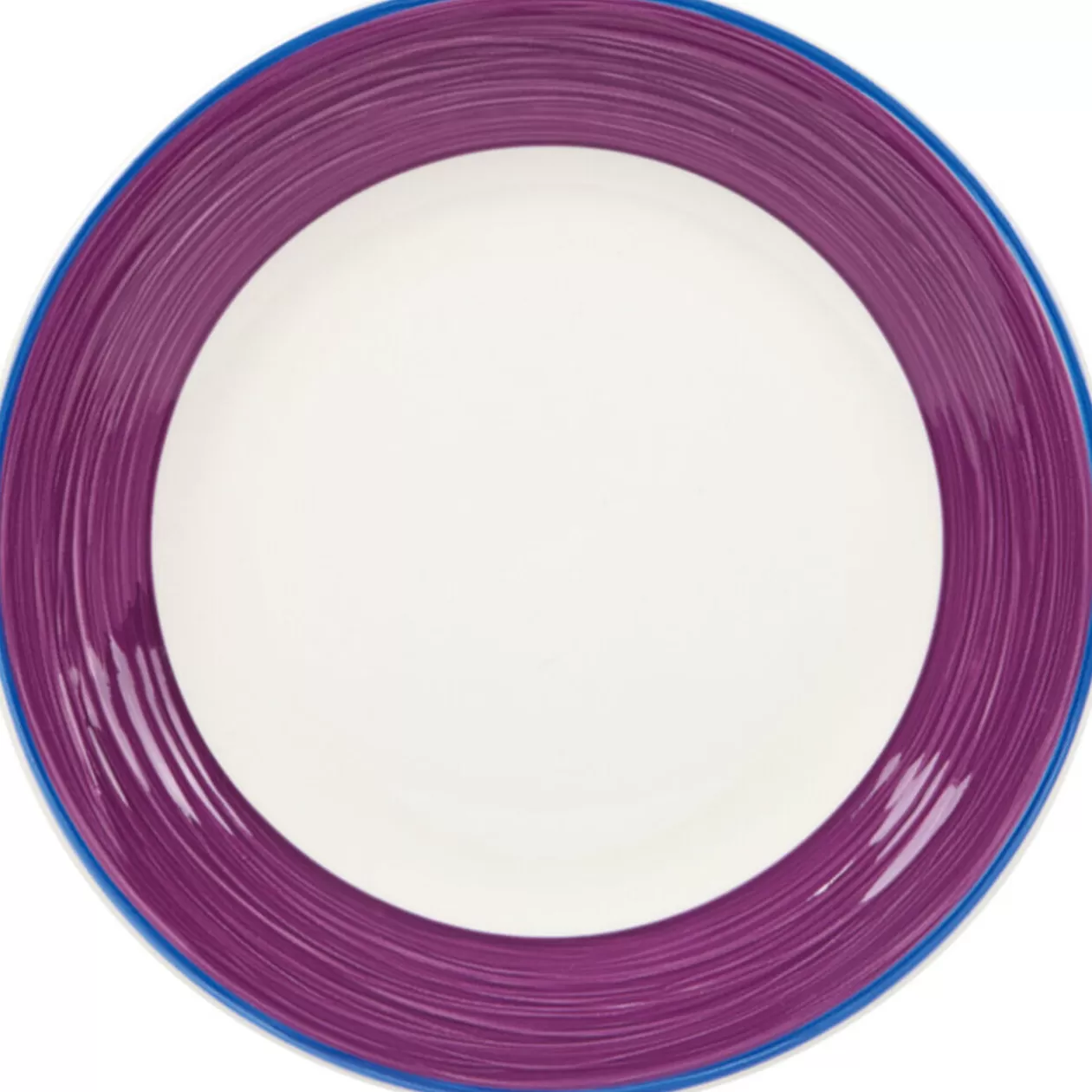 Gifi Assiette à dessert blanche à bord violet et bleu< Vaisselle Et Accessoires De Table