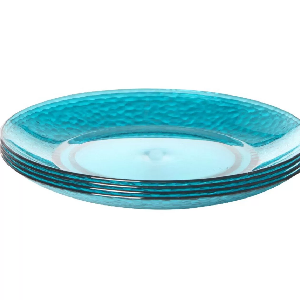 Assiette à dessert bleue martelé x4>Gifi Store