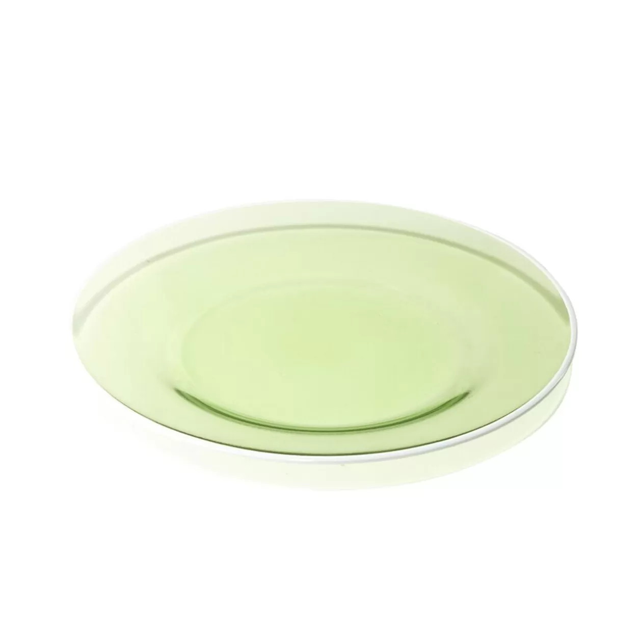 Gifi Assiette à dessert en verre vert bord blanc Ø20cm< Vaisselle Et Accessoires De Table