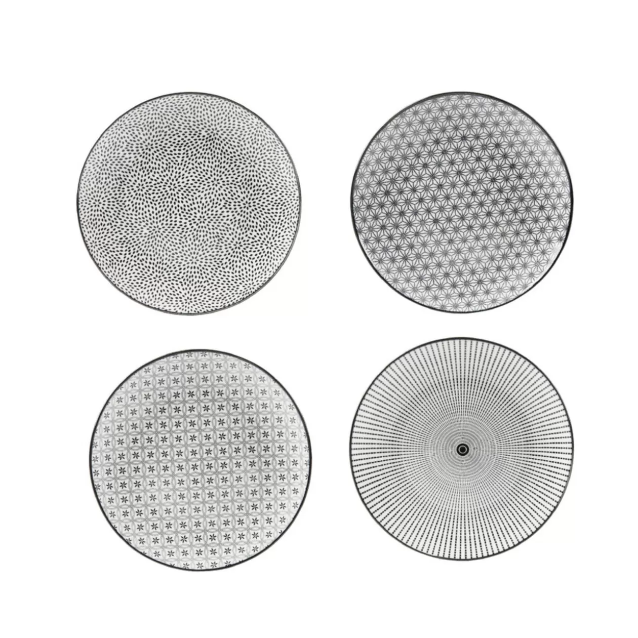 Gifi Assiette à dessert Helsinki décor noir blanc x4< Vaisselle Et Accessoires De Table