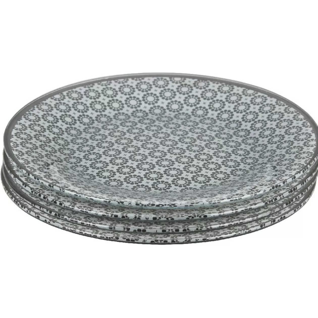 Gifi Assiette à dessert Micro blanc et noir fleurs à pois x4< Vaisselle Et Accessoires De Table