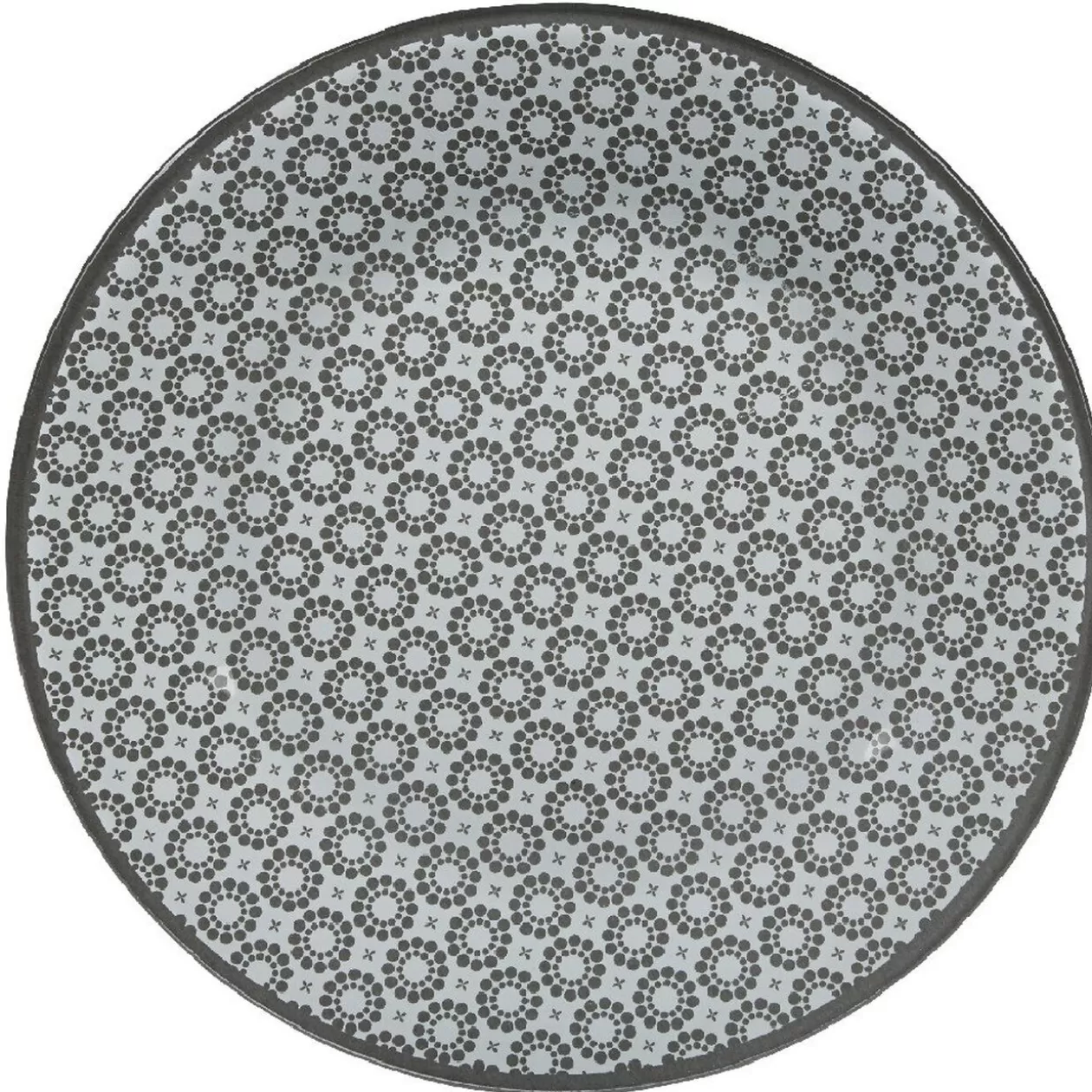 Gifi Assiette à dessert Micro blanc et noir fleurs à pois x4< Vaisselle Et Accessoires De Table