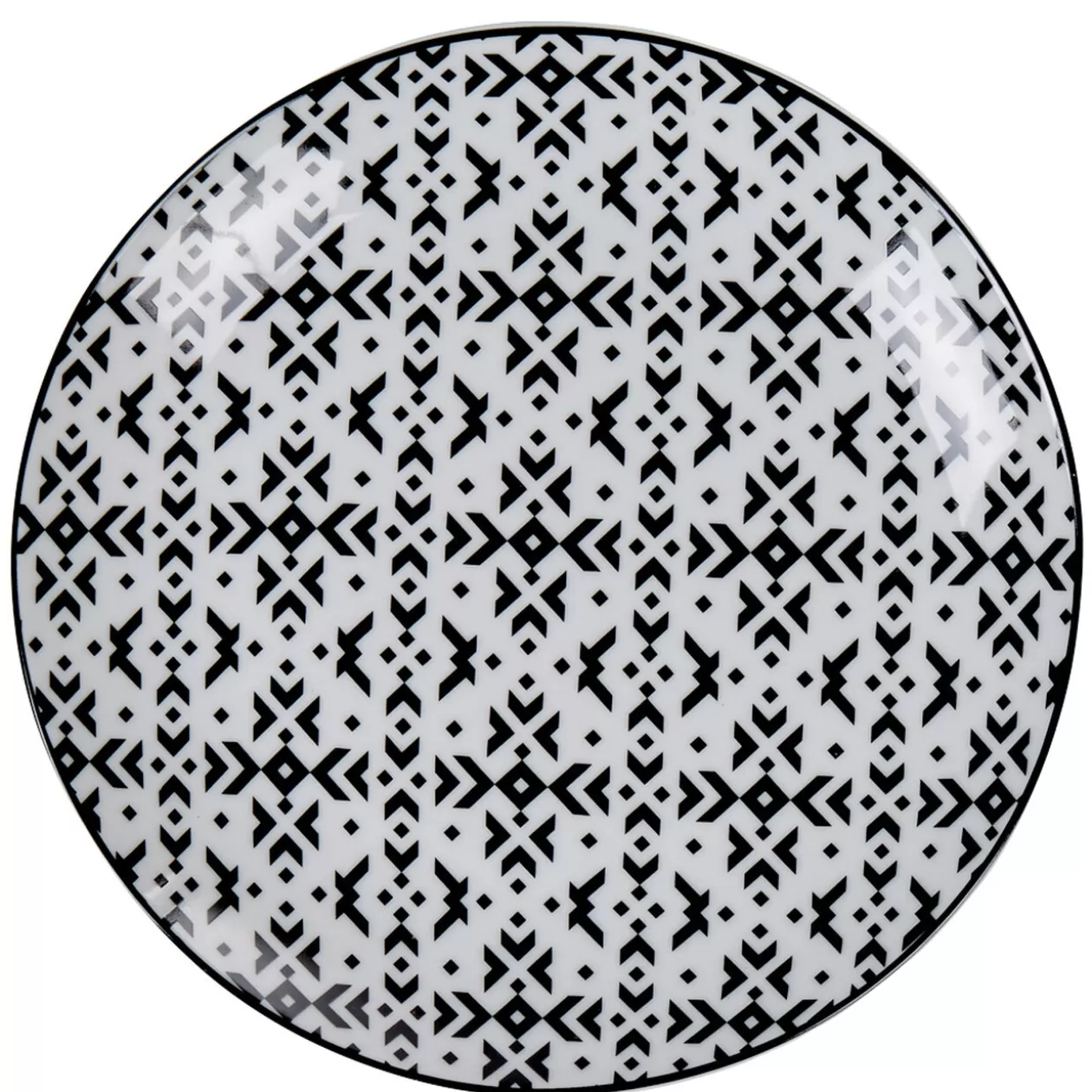Gifi Assiette à dessert motif berbère noir et blanc< Vaisselle Et Accessoires De Table