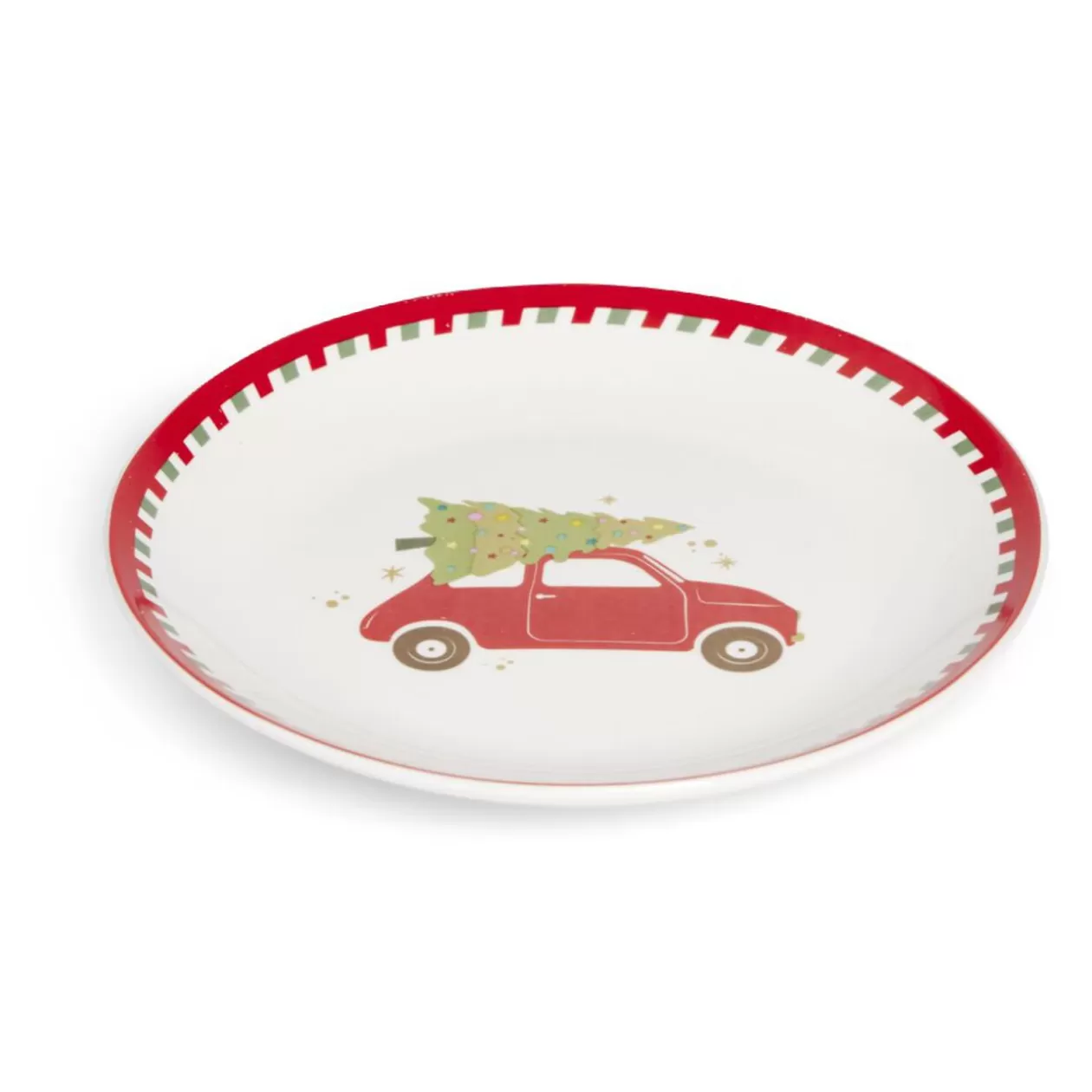 Gifi Assiette à dessert Noël porcelaine blanche motif voiture rouge Ø19cm< Vaisselle Et Accessoires De Table