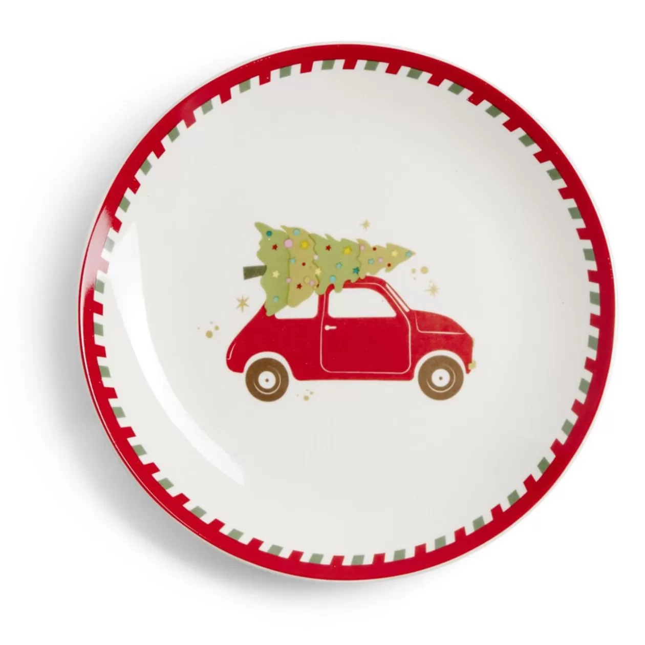 Gifi Assiette à dessert Noël porcelaine blanche motif voiture rouge Ø19cm< Vaisselle Et Accessoires De Table