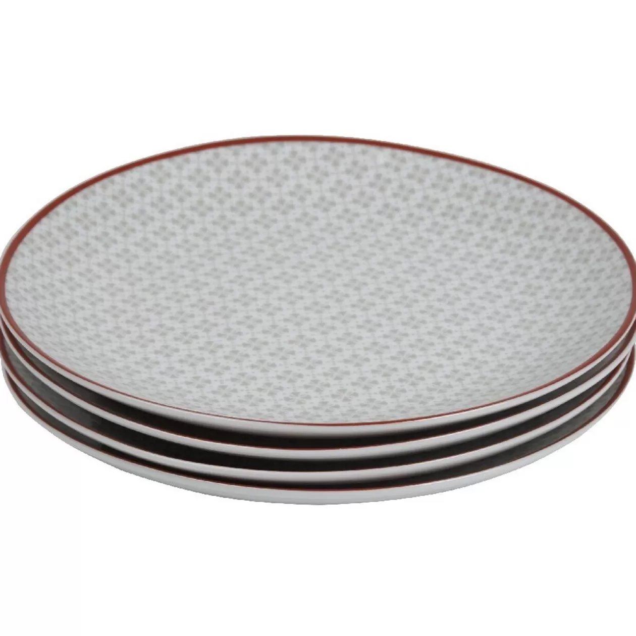 Assiette à dessert Oreige décor trèfles à bord rouge x4>Gifi Cheap