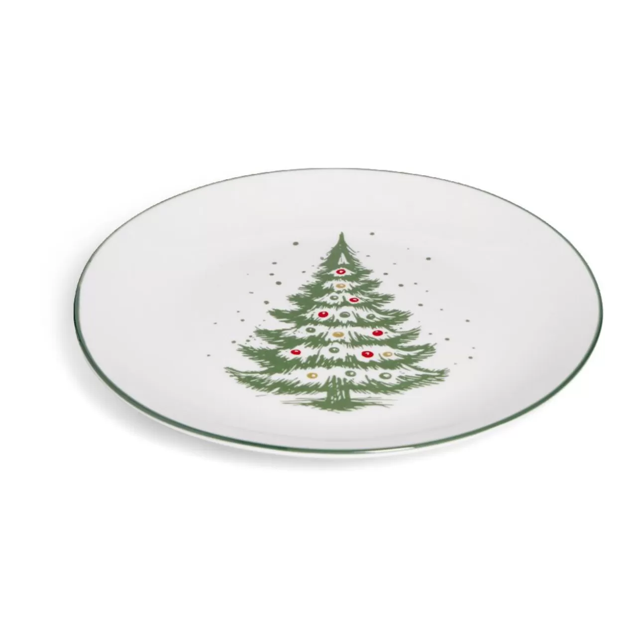 Gifi Assiette à dessert porcelaine blanche motif sapin de Noël Ø19cm< Vaisselle Et Accessoires De Table