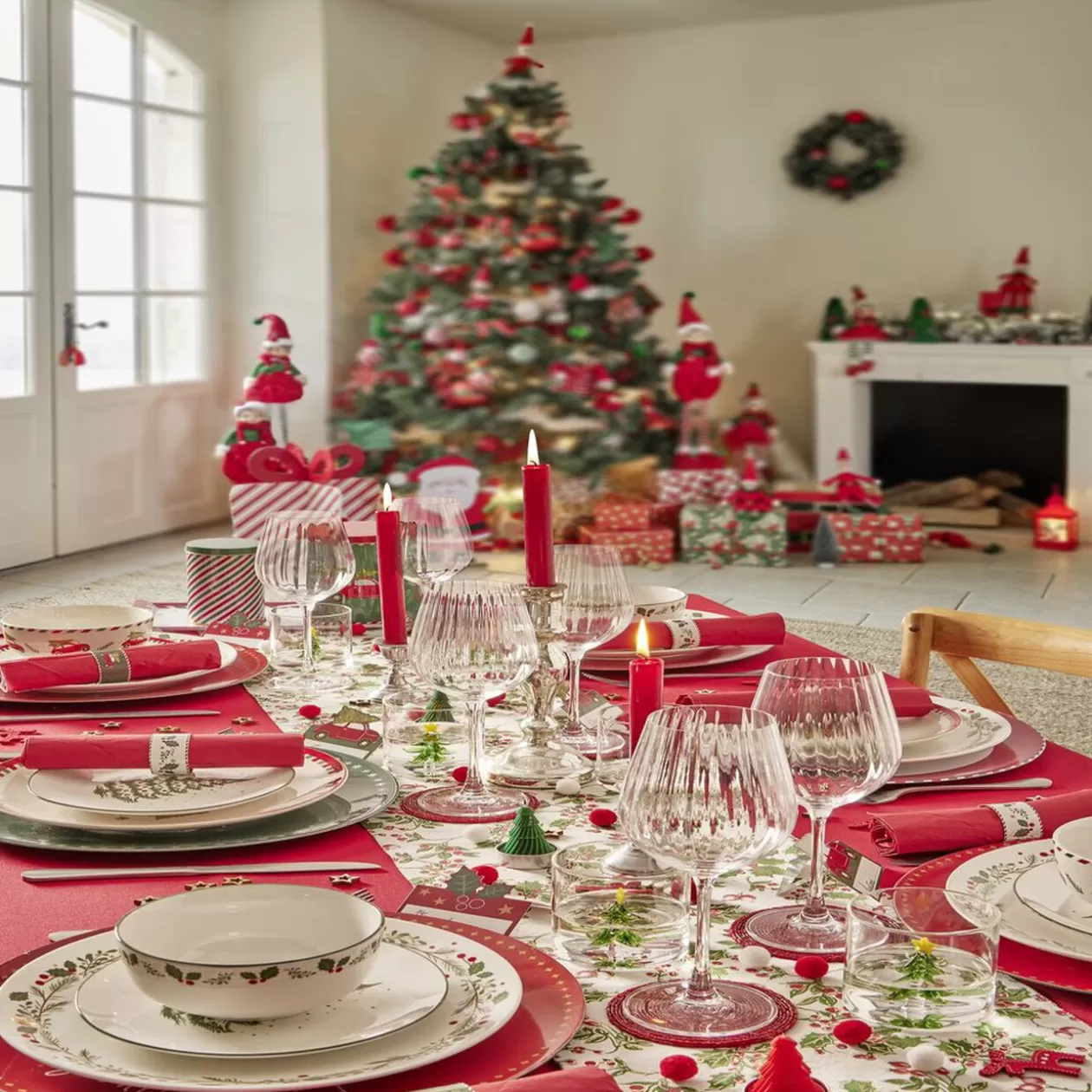 Gifi Assiette à dessert porcelaine blanche motif sapin de Noël Ø19cm< Vaisselle Et Accessoires De Table