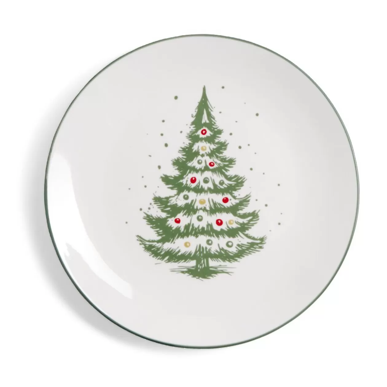 Gifi Assiette à dessert porcelaine blanche motif sapin de Noël Ø19cm< Vaisselle Et Accessoires De Table