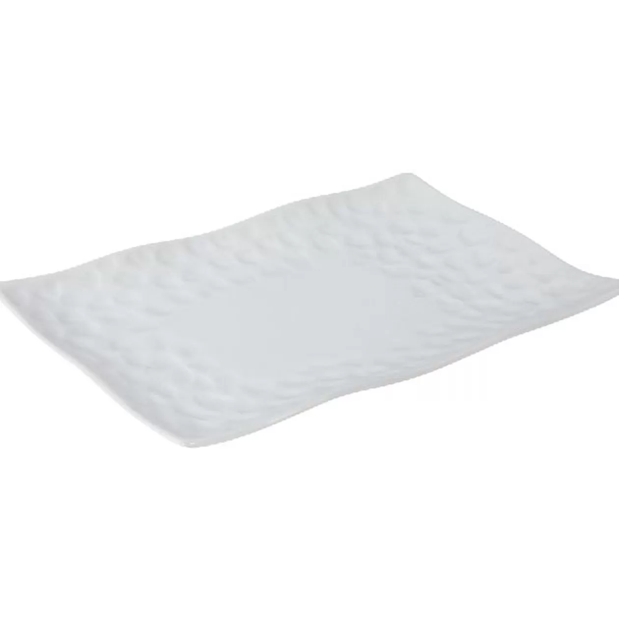 Gifi Assiette à dessert rectangle rebord ondulé martelé porcelaine blanc< Vaisselle Et Accessoires De Table