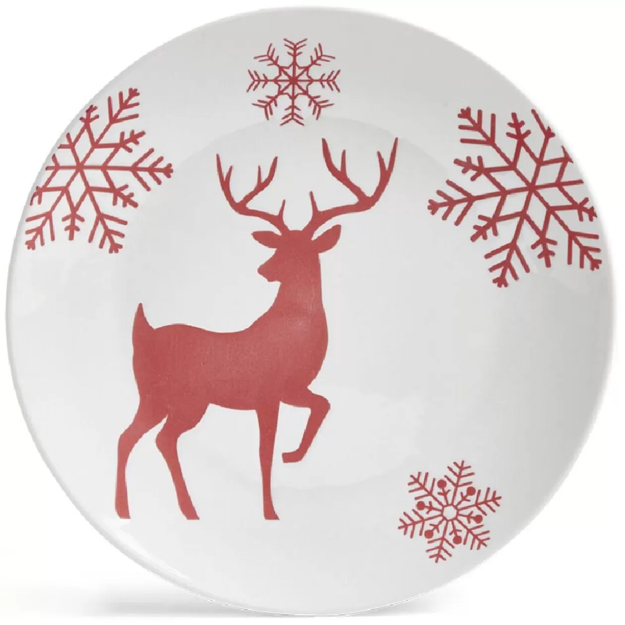 Assiette à dessert ronde Ø19,5cm motif cerf flocon blanc et rose>Gifi Clearance