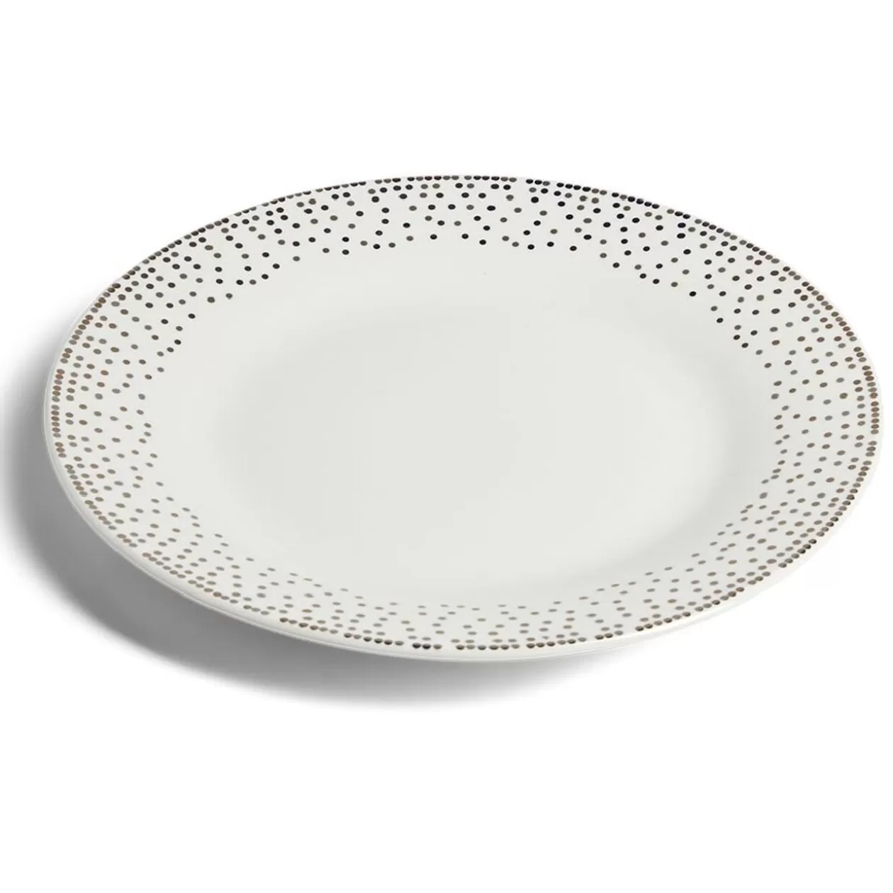 Assiette à dessert ronde Ø19cm porcelaine pois blanc et doré>Gifi New