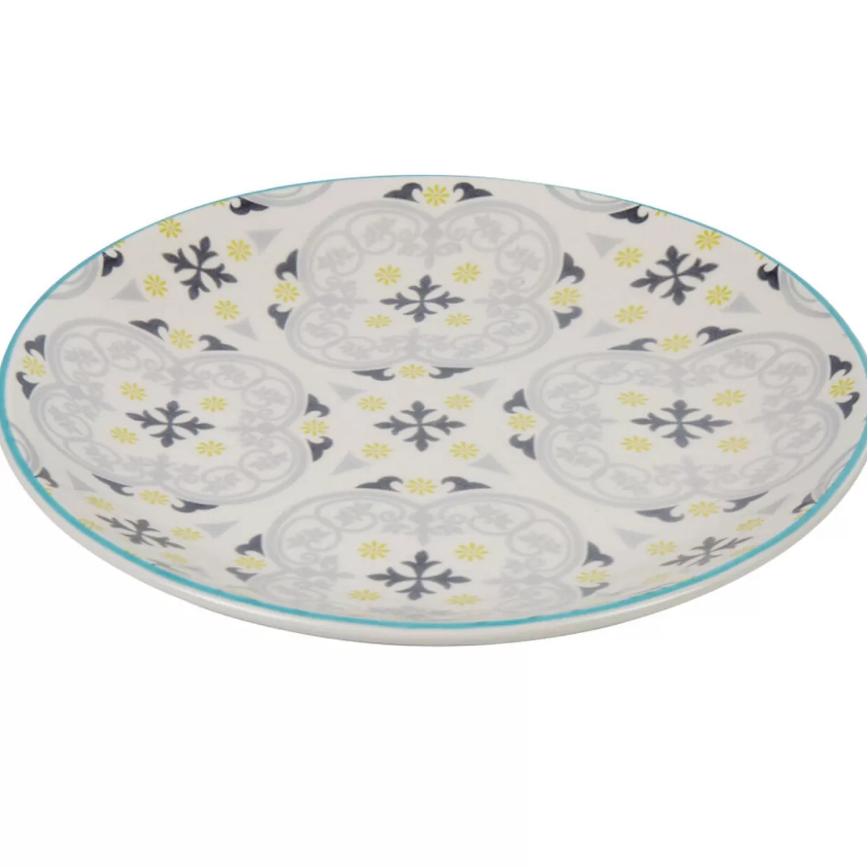 Gifi Assiette à dessert ronde beige à motif gris et jaune< Vaisselle Et Accessoires De Table