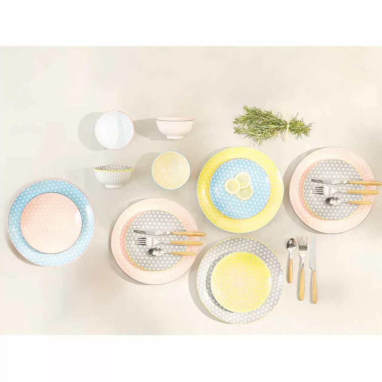 Gifi Assiette à dessert ronde carreau de ciment multicolore x4< Vaisselle Et Accessoires De Table