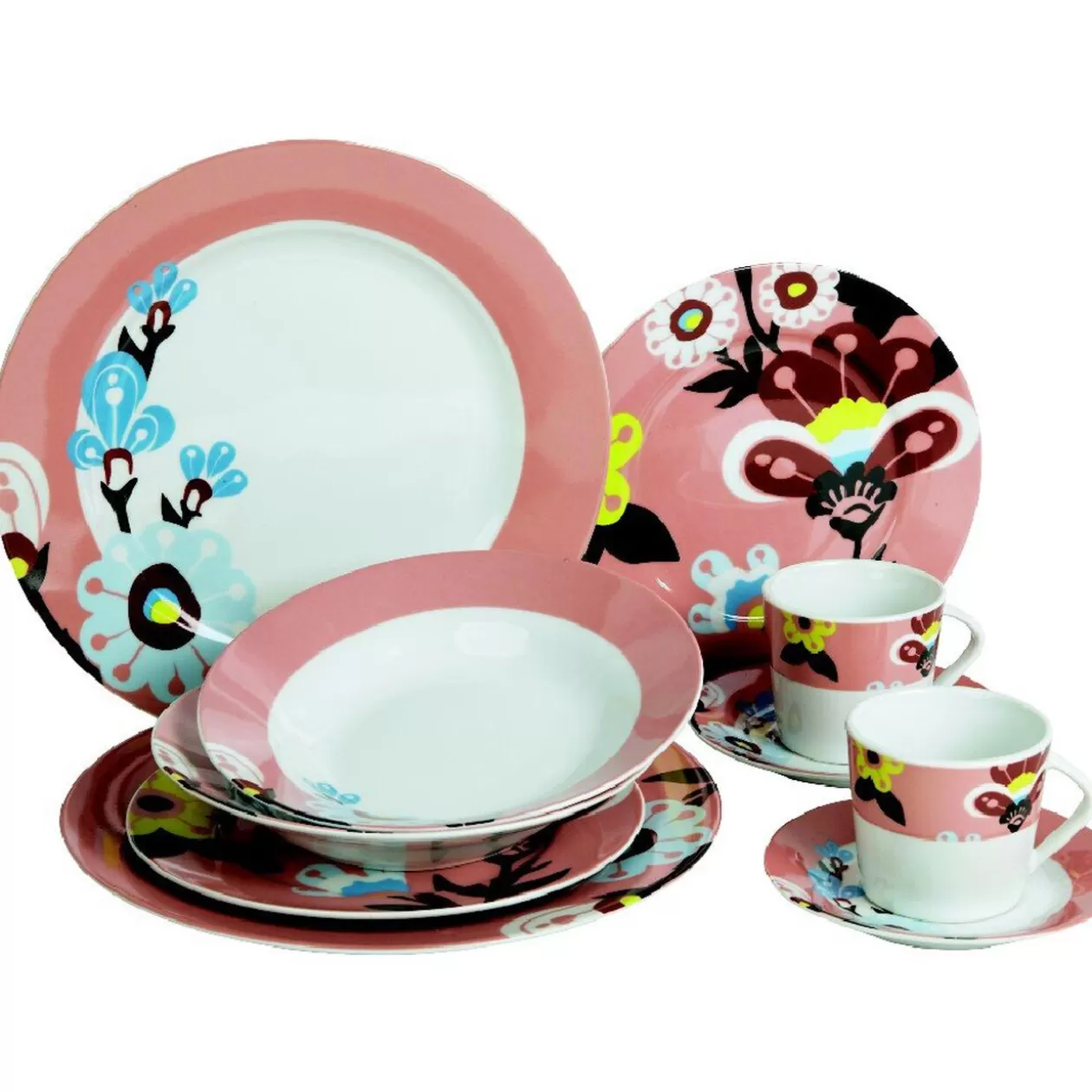 Assiette à dessert rose décor fleurs>Gifi Cheap