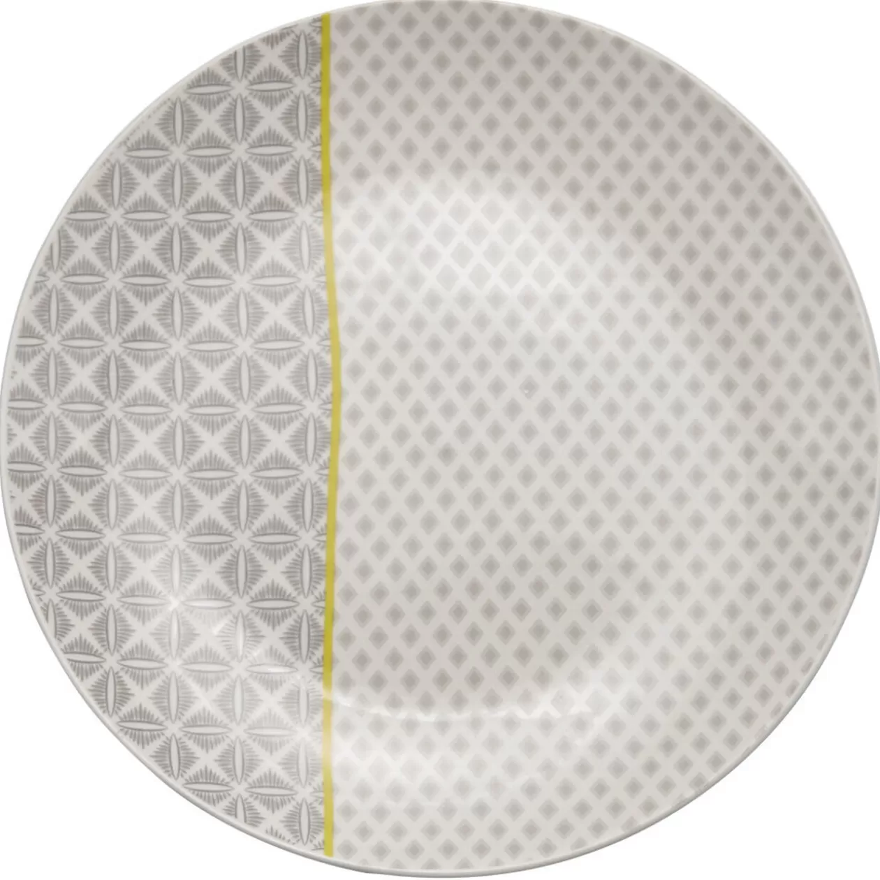 Assiette à dessert Zanzibar motif géométrique blanc et gris>Gifi Sale
