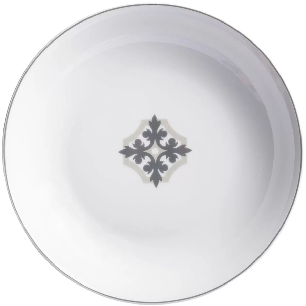 Assiette creuse blanche carreau de ciment motif flocon>Gifi Clearance