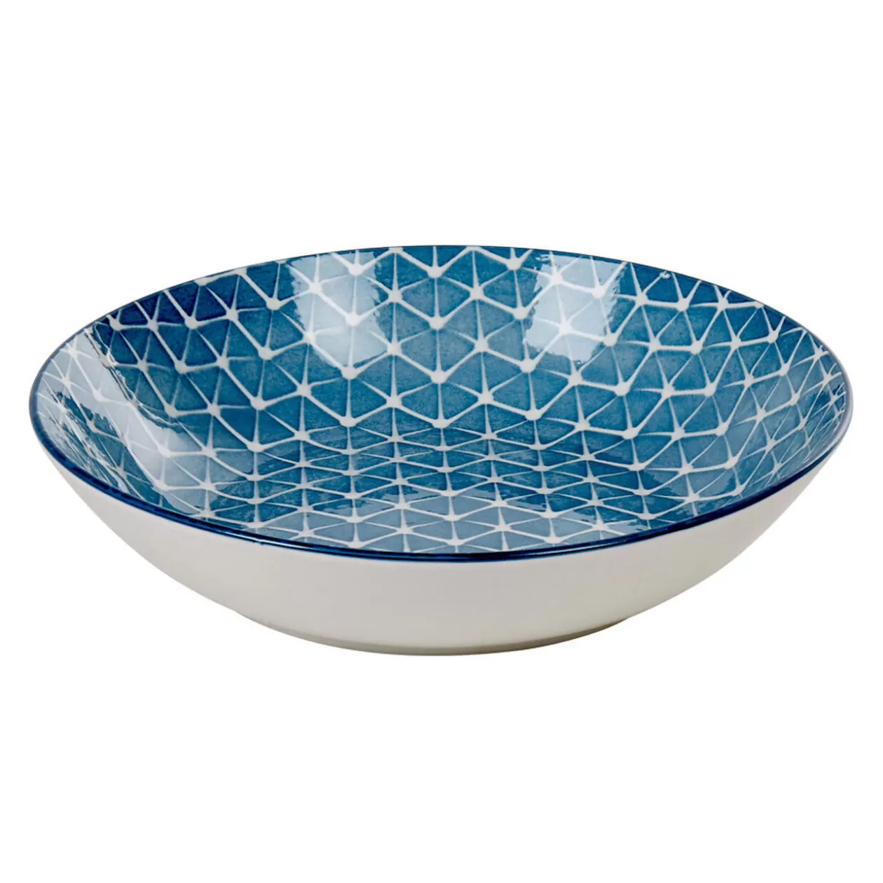 Gifi Assiette creuse bleue motif grillagé blanc Urban< Vaisselle Et Accessoires De Table