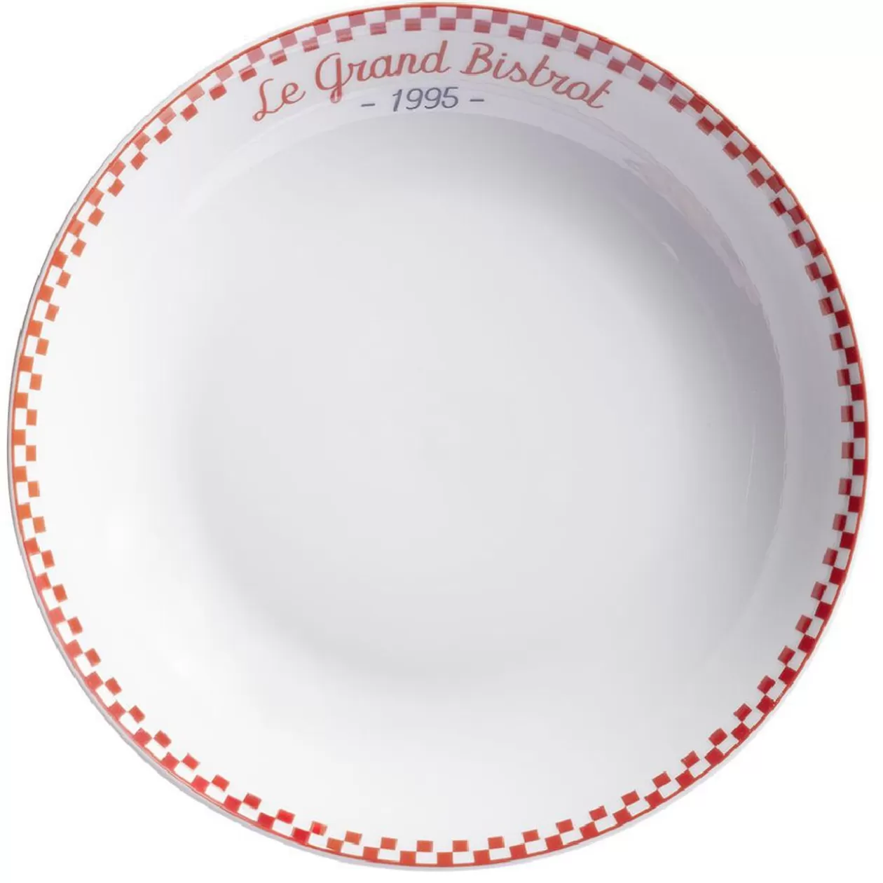 Assiette creuse Le grand bistrot contour damier rouge blanc>Gifi Outlet