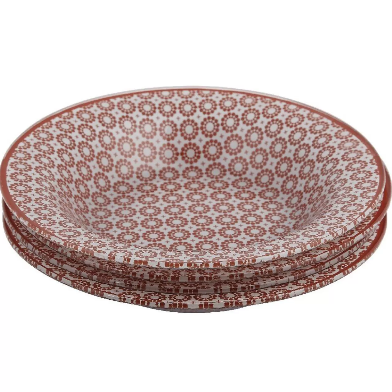 Gifi Assiette creuse Micro blanc et rouge fleurs à pois x4< Vaisselle Et Accessoires De Table