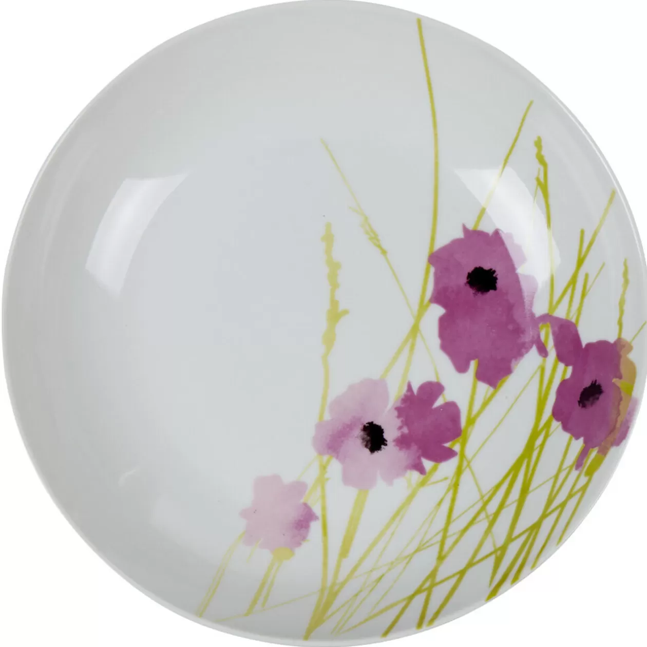 Gifi Assiette creuse ronde blanche motif pavot violet< Vaisselle Et Accessoires De Table