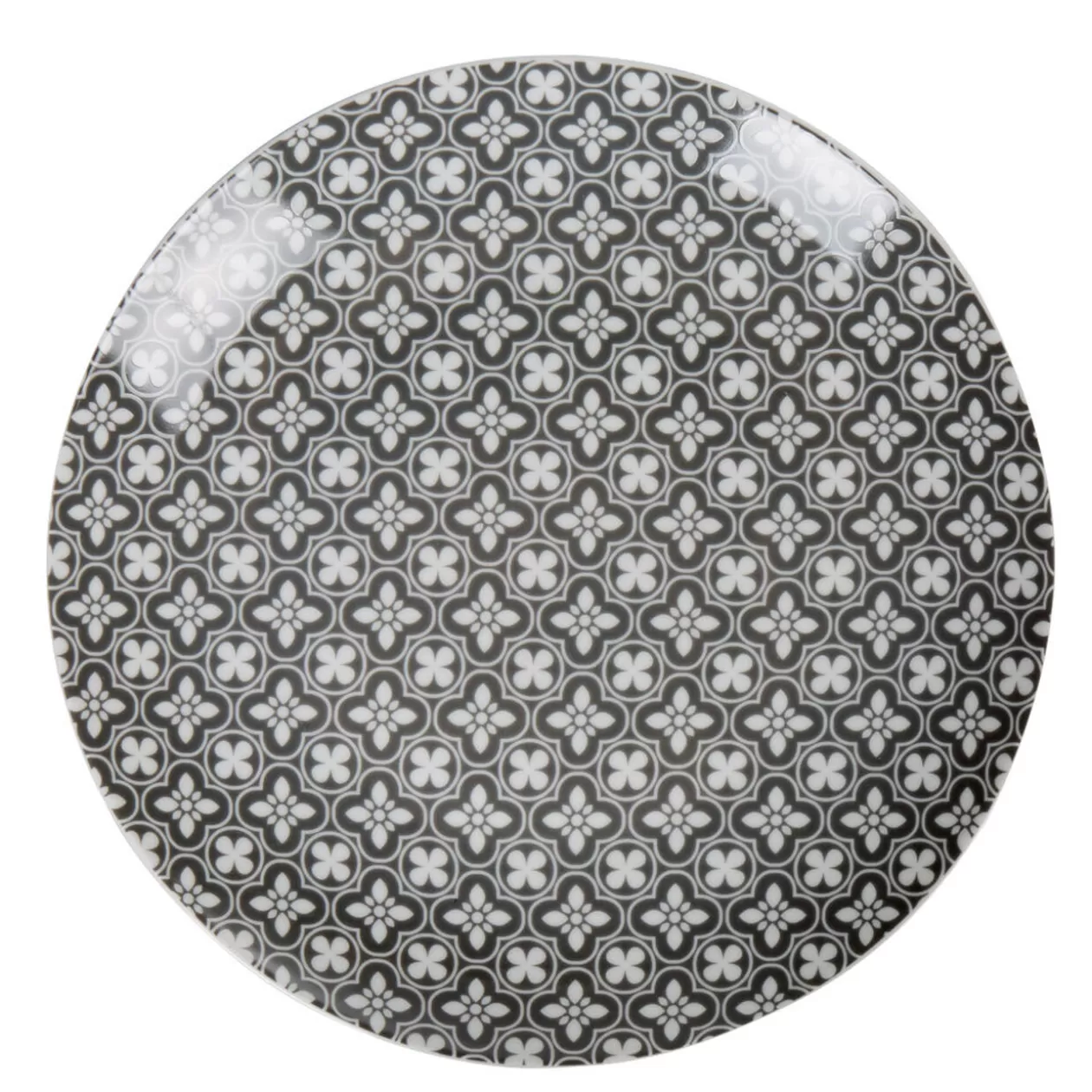 Gifi Assiette grise avec motif fleur blanche Dolce Vita< Vaisselle Et Accessoires De Table