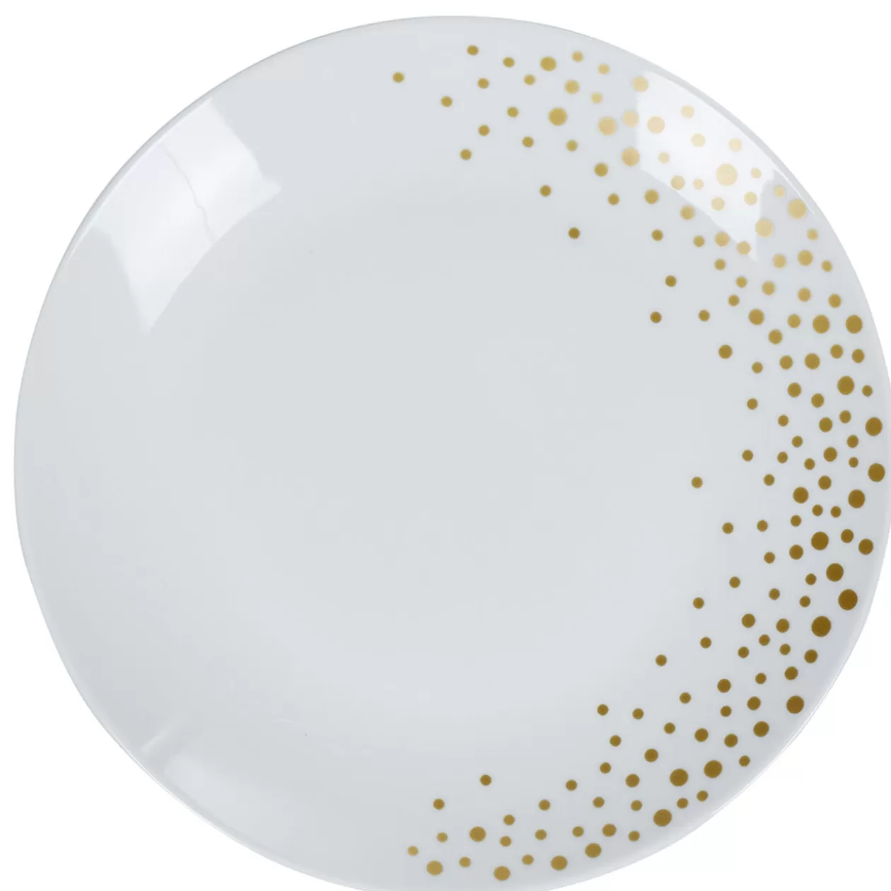 Assiette plate blanche bordure à pois doré>Gifi Hot