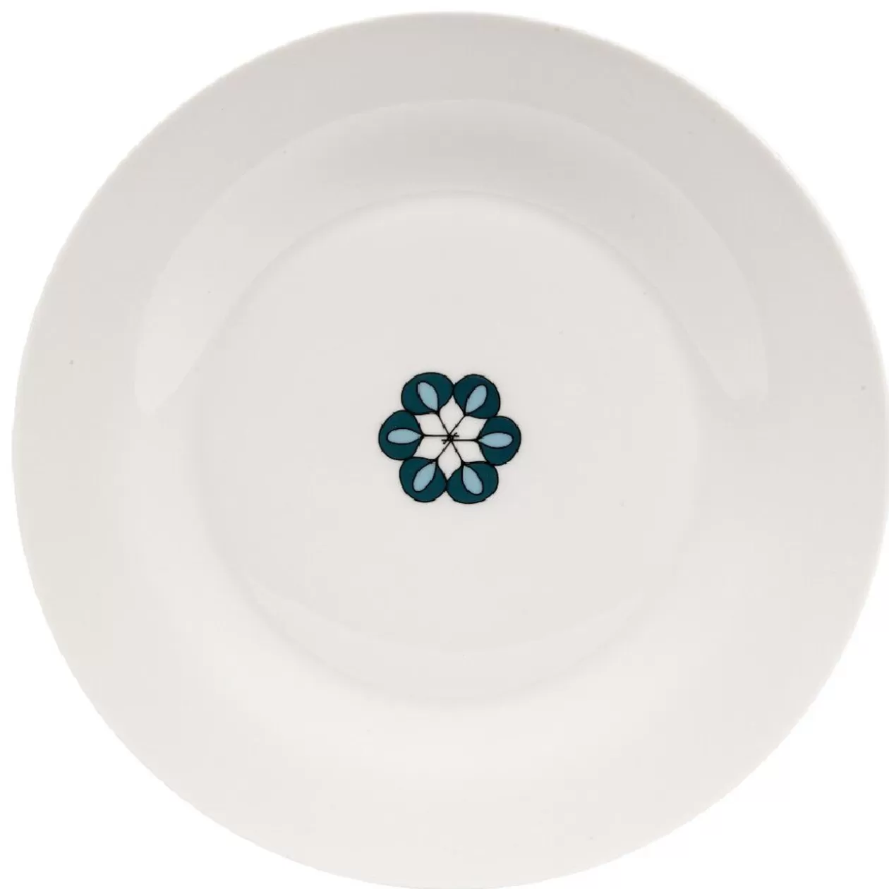 Assiette plate blanche décor fleur bleue>Gifi Store