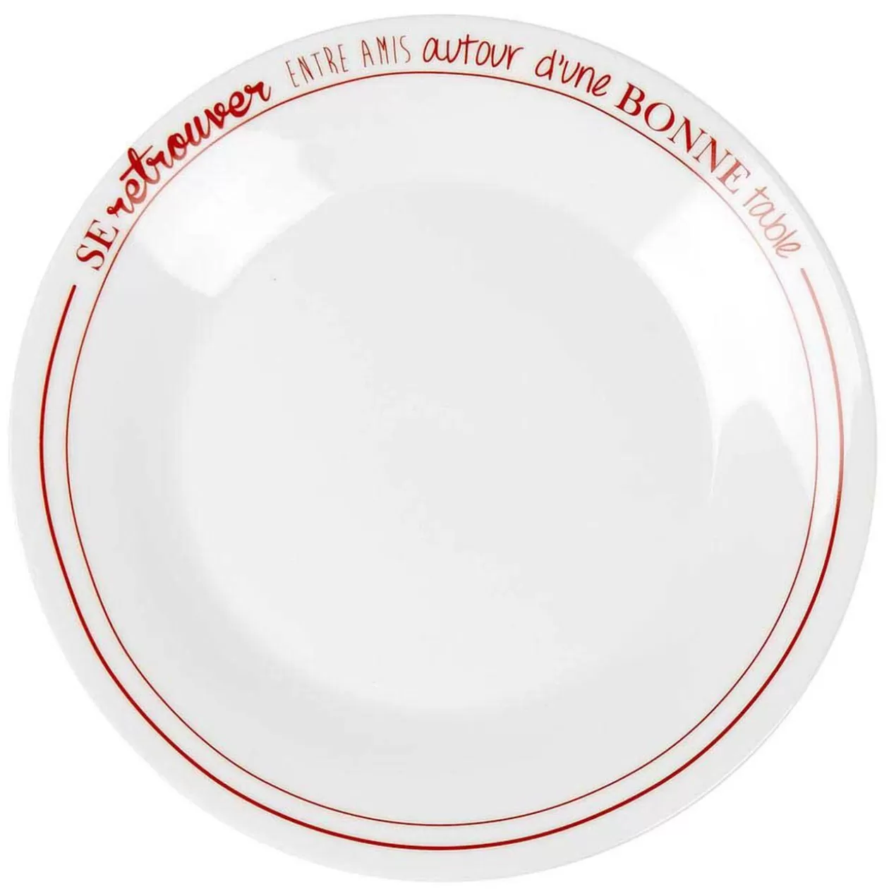 Assiette plate blanche et rouge>Gifi Best