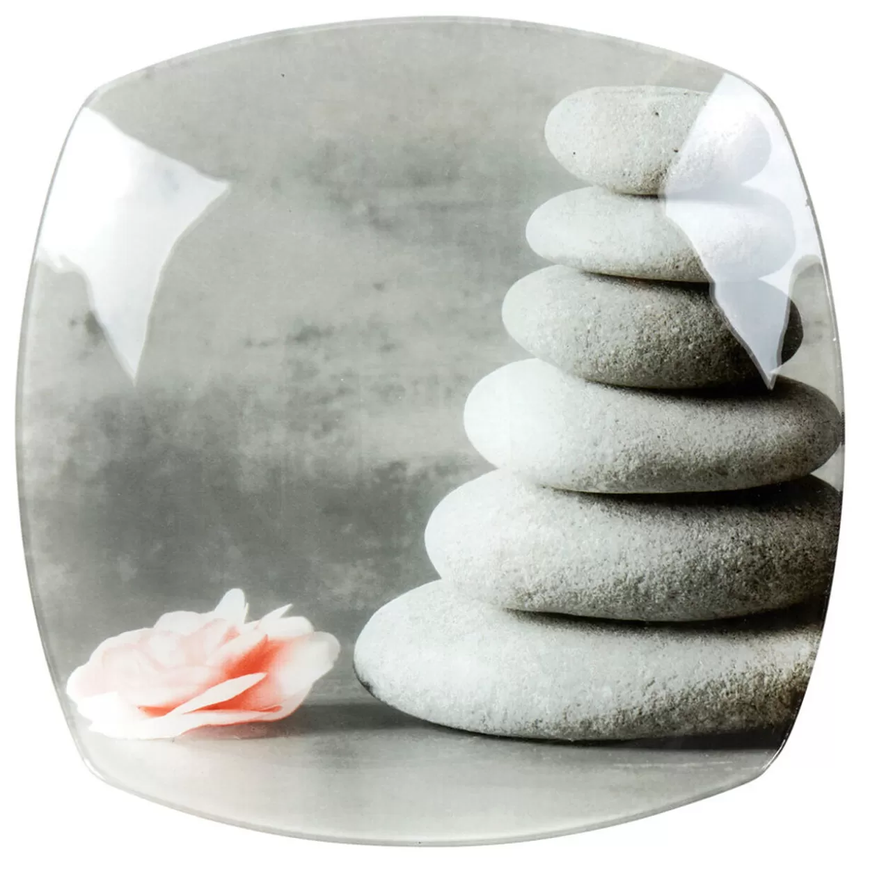 Assiette plate carrée design galets gris zen>Gifi Hot
