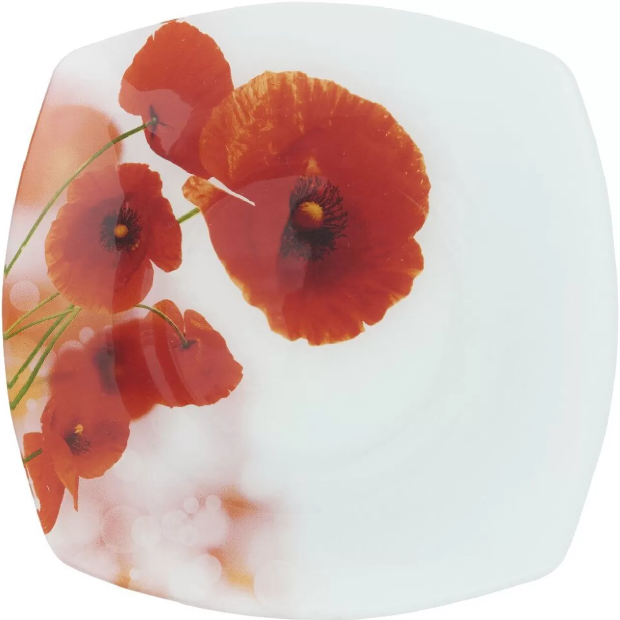 Assiette plate carrée motif coquelicot>Gifi Shop