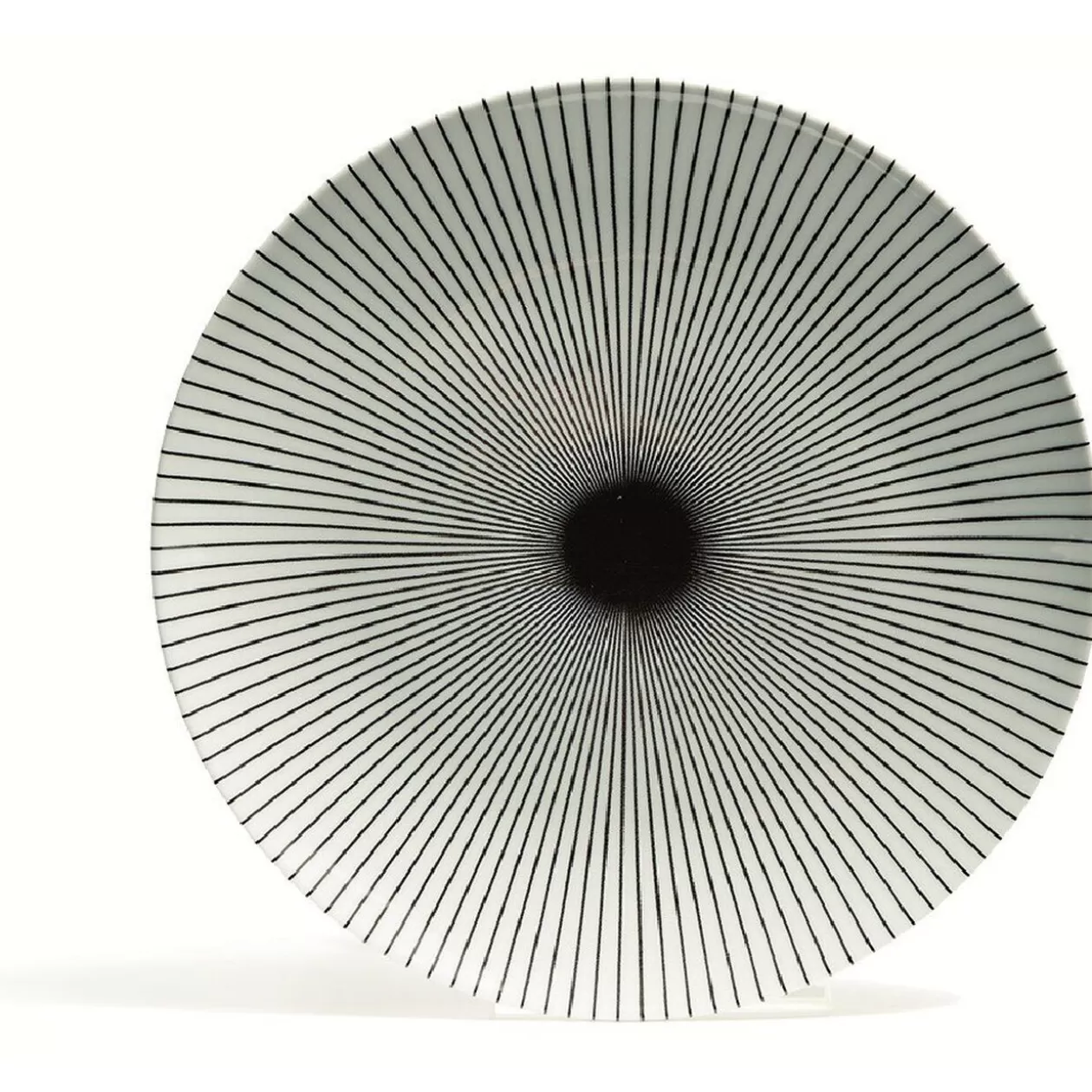 Assiette plate en porcelaine décor rayures soleil>Gifi New