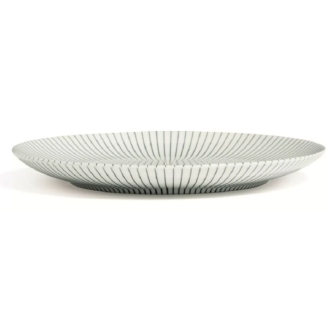 Assiette plate en porcelaine décor rayures soleil>Gifi New