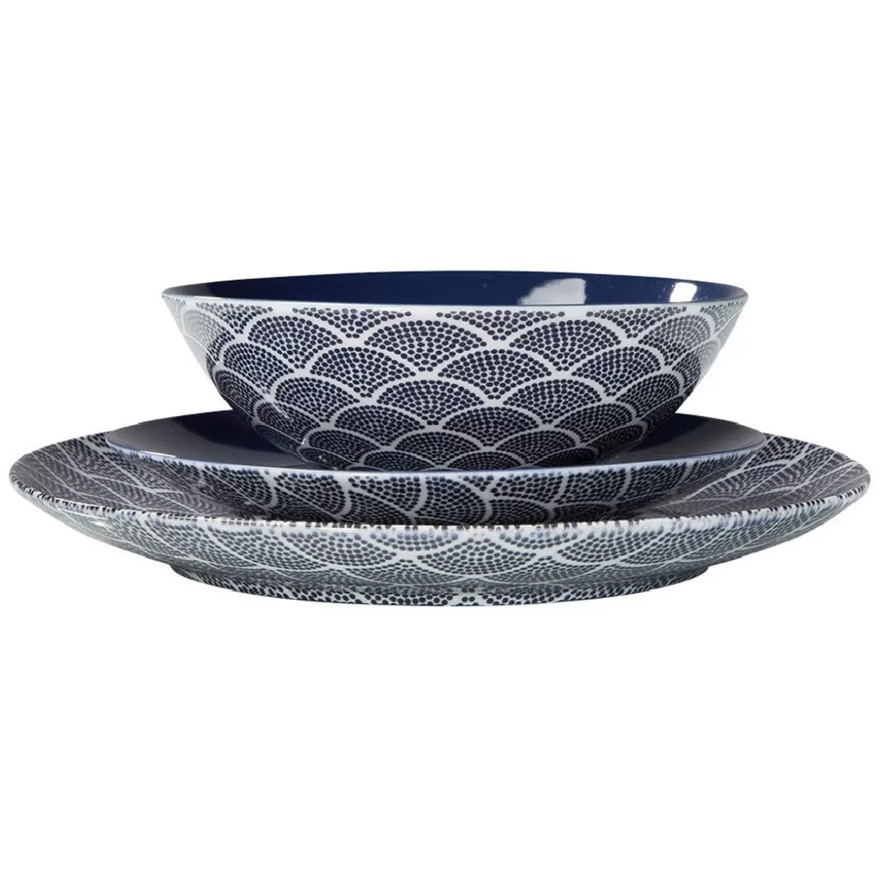 Assiette plate en porcelaine décor vague japonaise>Gifi Best Sale