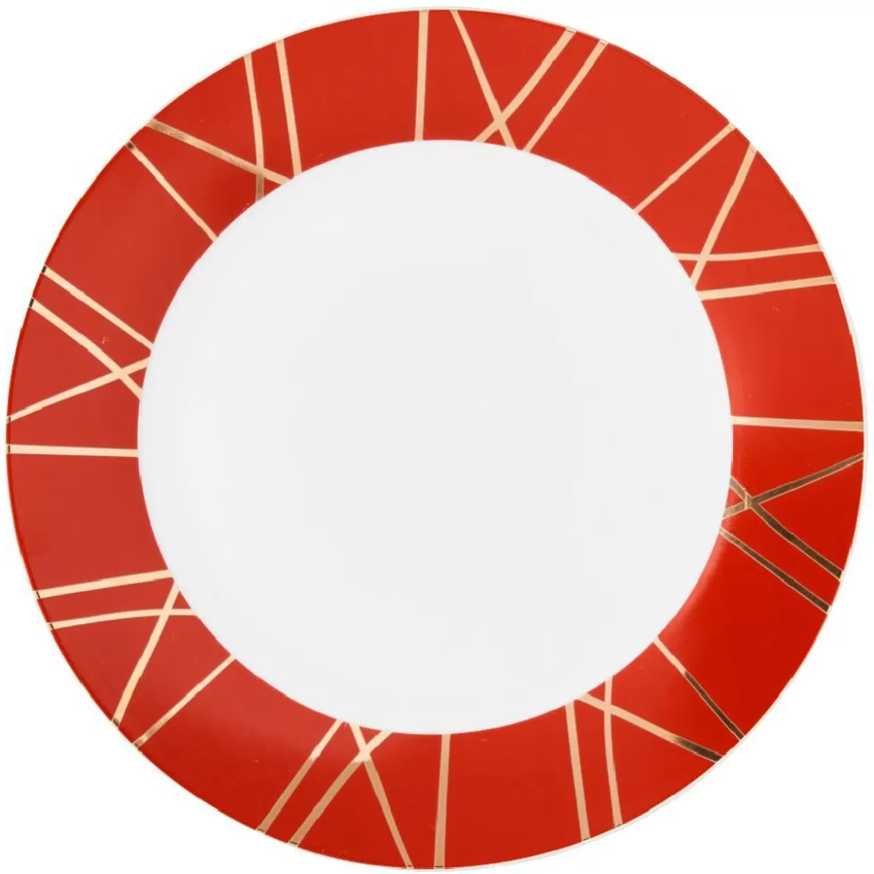 Assiette plate en porcelaine rouge détail doré>Gifi Best Sale