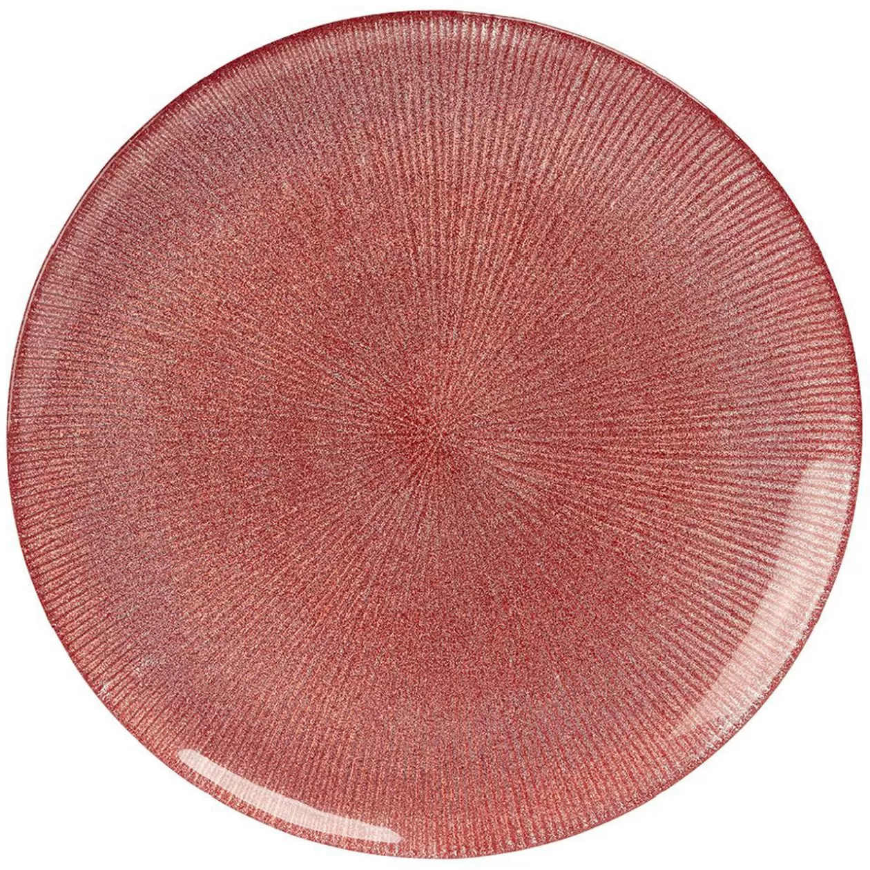 Assiette plate en verre strié rouge>Gifi Discount