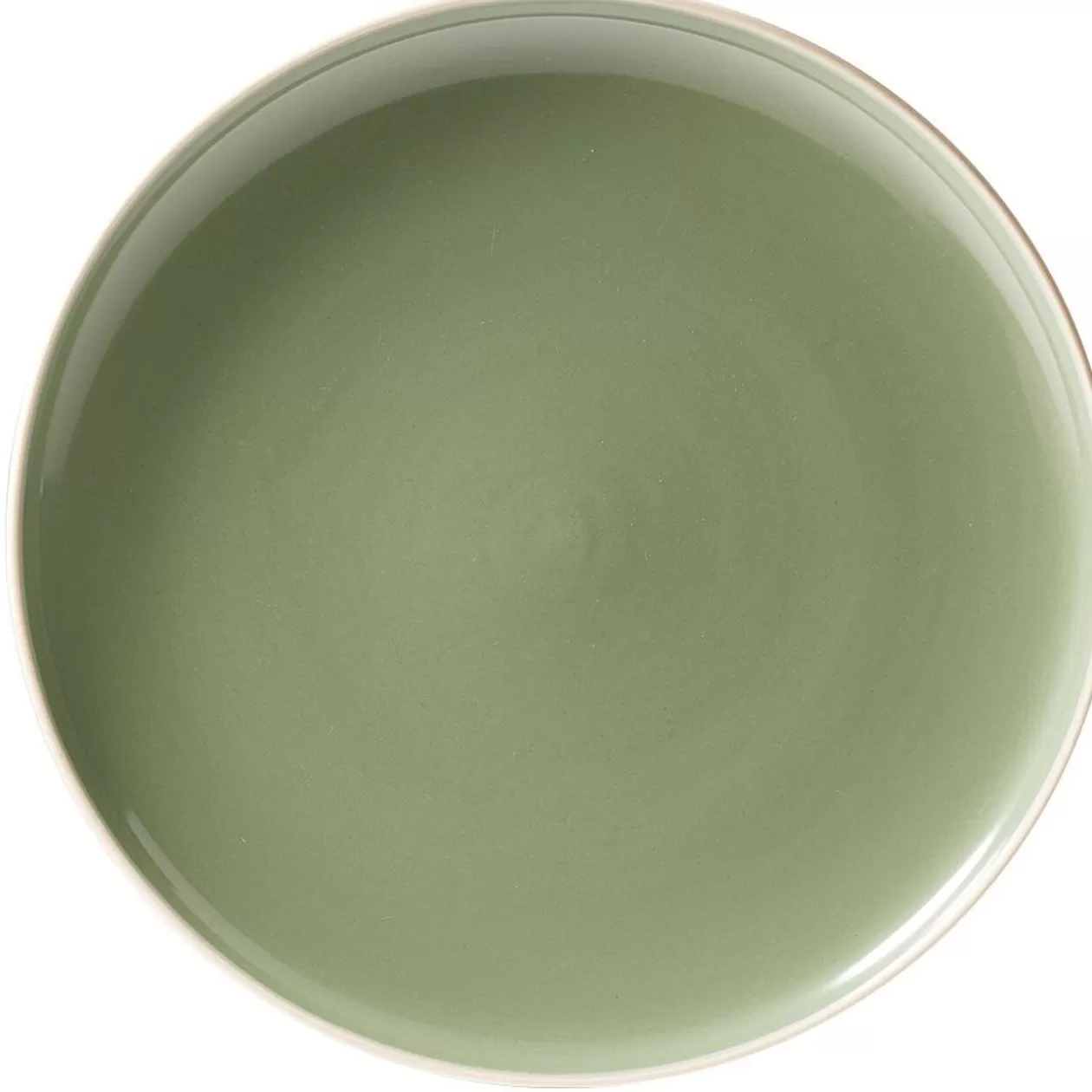 Assiette plate faïence vert avec liseré crème>Gifi Cheap