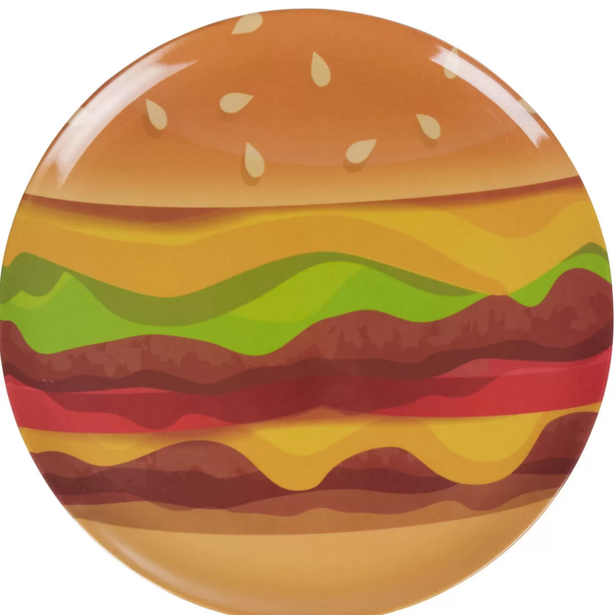 Gifi Assiette plate forme ronde style fast food motif hamburger< Vaisselle Et Accessoires De Table