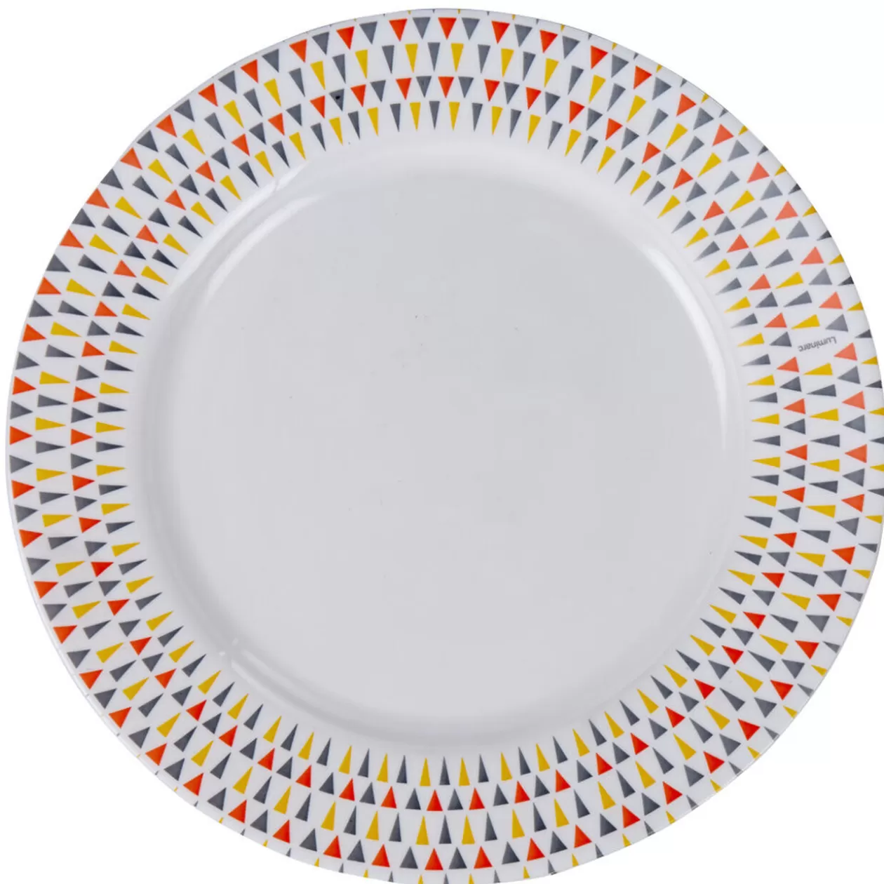 Gifi Assiette plate Luminarc ronde triangles rose gris jaune< Vaisselle Et Accessoires De Table