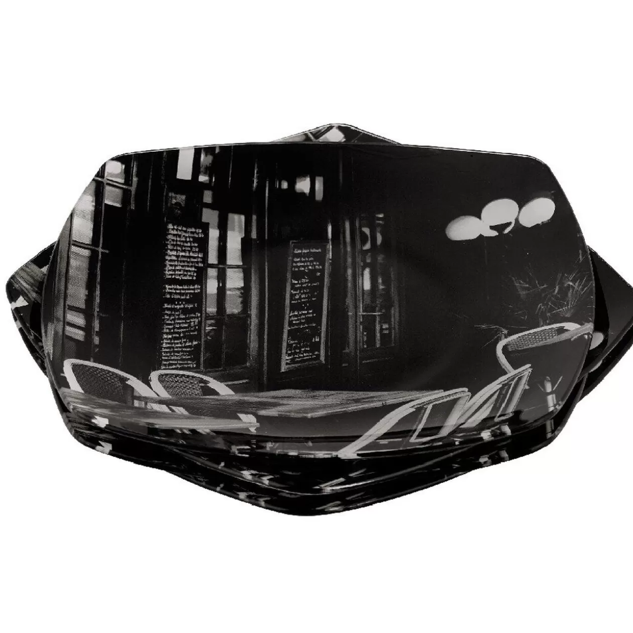 Assiette plate noire terrasse de brasserie x4>Gifi Online