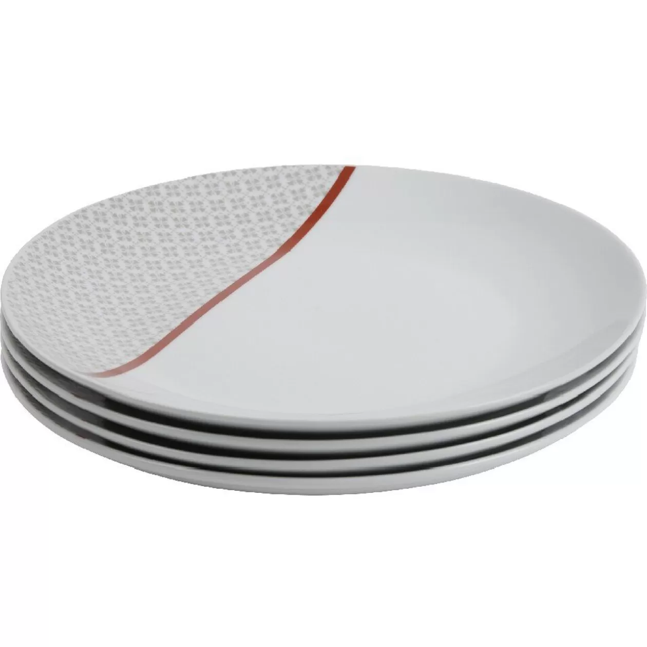Gifi Assiette plate Oreige décor trèfles et ligne rouge x4< Vaisselle Et Accessoires De Table