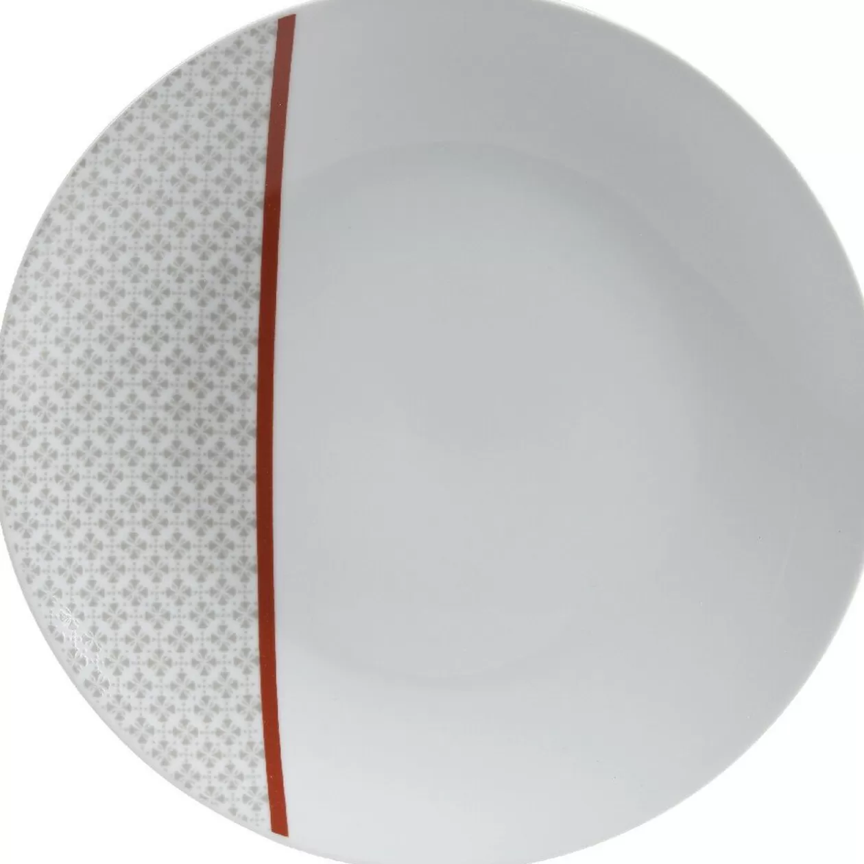 Gifi Assiette plate Oreige décor trèfles et ligne rouge x4< Vaisselle Et Accessoires De Table