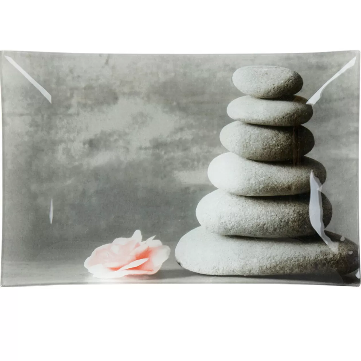 Gifi Assiette plate rectangulaire design galets gris zen< Vaisselle Et Accessoires De Table