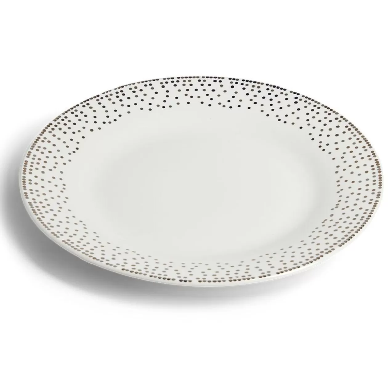 Assiette plate ronde Ø26,5cm porcelaine pois blanc et doré>Gifi Shop