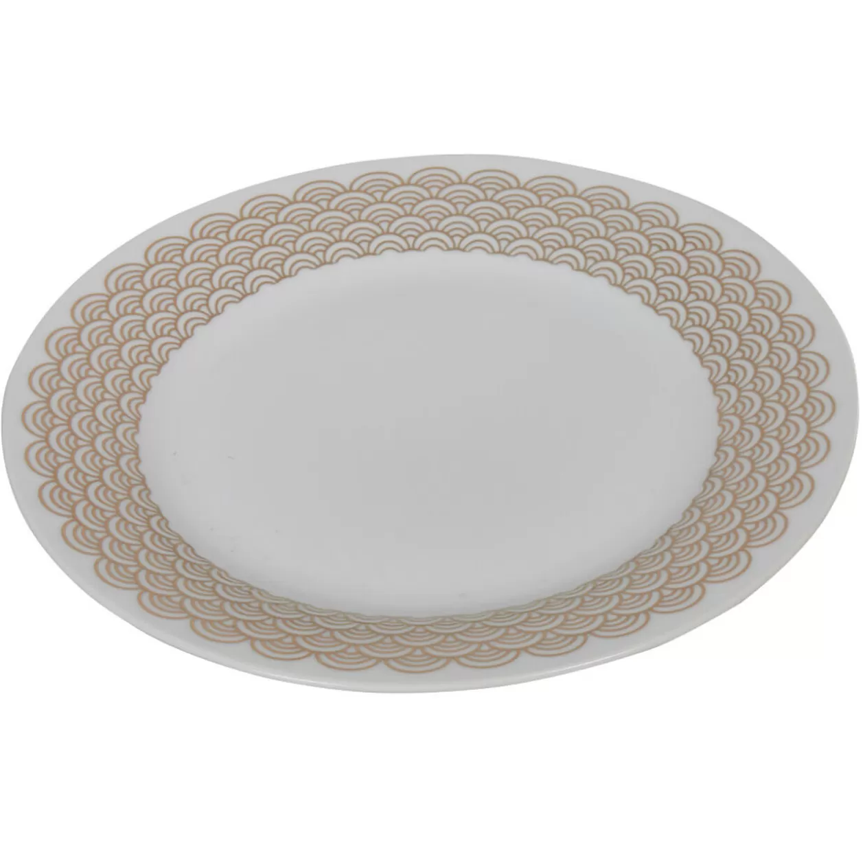 Assiette plate ronde blanche bordure dorée vague seigaiha>Gifi Outlet