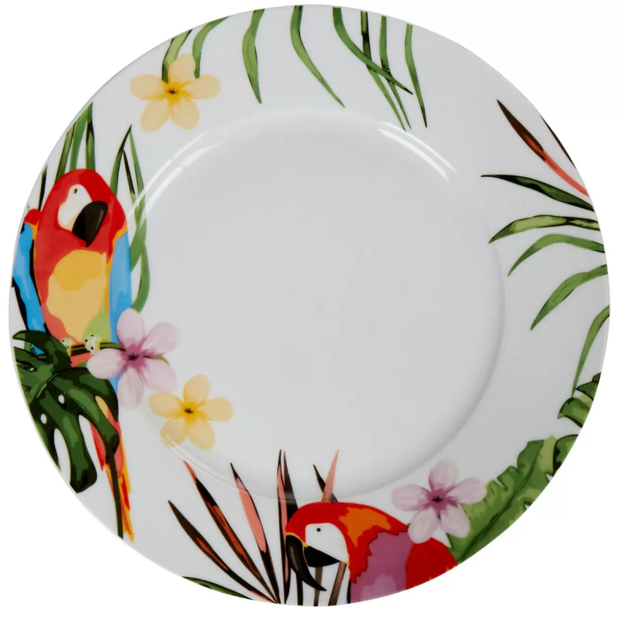 Gifi Assiette plate ronde blanche décor perroquet< Vaisselle Et Accessoires De Table